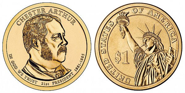 2012 P Chester A. Arthur Presidential Dollar Coin 