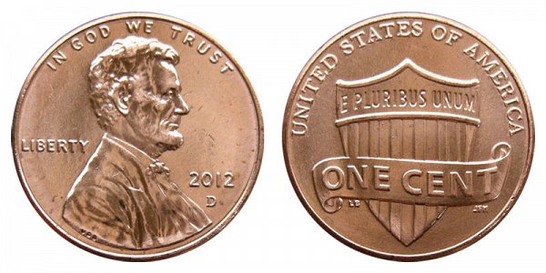 2012 D Lincoln Shield Cent Penny 