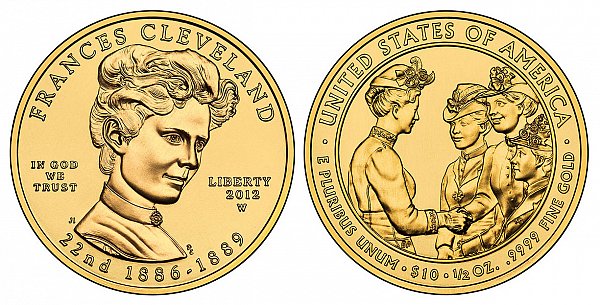 2012 Frances Cleveland 1st Term First Spouse Gold Coin 