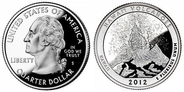 2012 S Silver Proof Hawaii Volcanoes National Park Quarter 