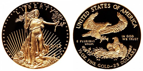 2012 W Proof Half Ounce American Gold Eagle - 1/2 oz Gold $25 
