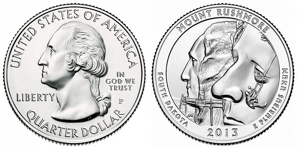 2013 P Mount Rushmore National Memorial Quarter - South Dakota 