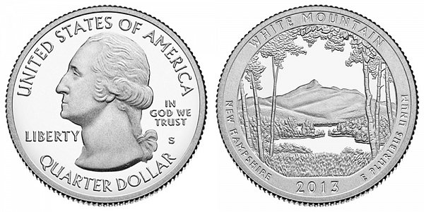 2013 S Silver Proof White Mountain National Forest Quarter - New Hampshire 