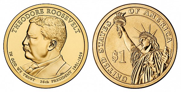 2013 D Theodore Roosevelt Presidential Dollar Coin 