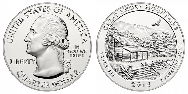2014 Great Smoky Mountains 5 Ounce Bullion Coin - 5 oz Silver 