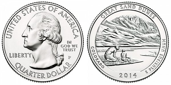 2014 P Great Sand Dunes National Park Quarter - Colorado 