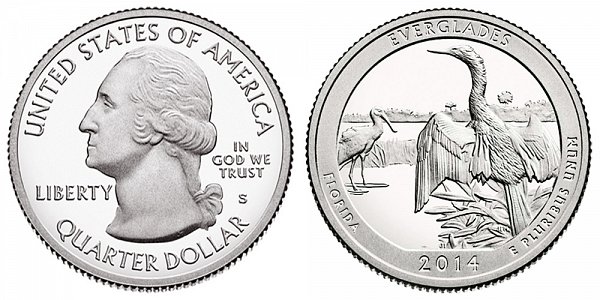 2014 S Silver Proof Everglades National Park Quarter - Florida 