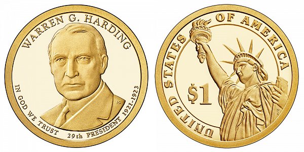 2014 S Proof Warren G. Harding Presidential Dollar Coin 