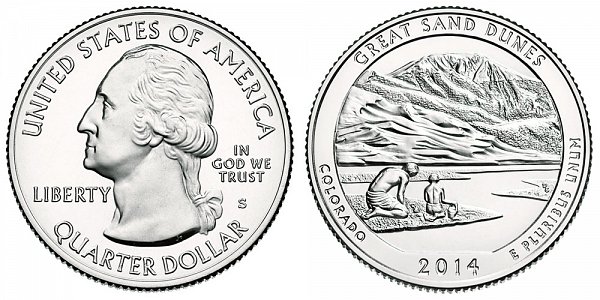 2014 S Uncirculated Great Sand Dunes National Park Quarter - Colorado 