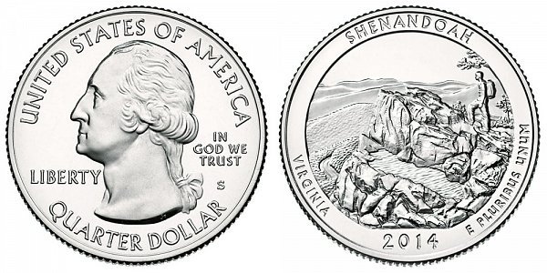 2014 S Uncirculated Shenandoah National Park Quarter - Virginia 
