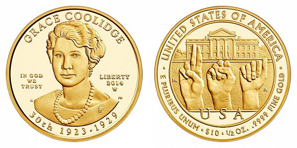 2014 W Grace Coolidge First Spouse Gold Proof Coin - 1/2oz Half Ounce Gold
