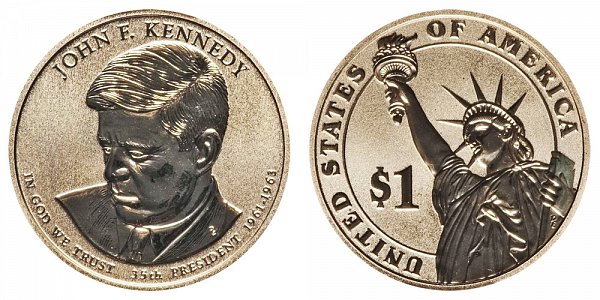 2015 P John F. Kennedy Presidential Dollar Coin - Reverse Proof 