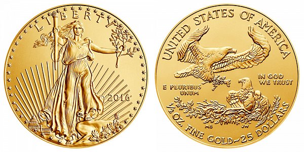 2016 Half Ounce American Gold Eagle - 1/2 oz Gold $25 