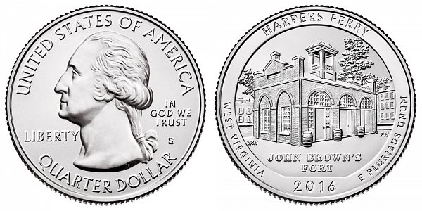 2016 S Uncirculated Harpers Ferry National Historical Park Quarter - West Virginia 