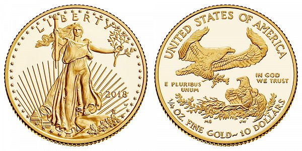 2018 W Proof Quarter Ounce American Gold Eagle - 1/4 oz Gold $10 