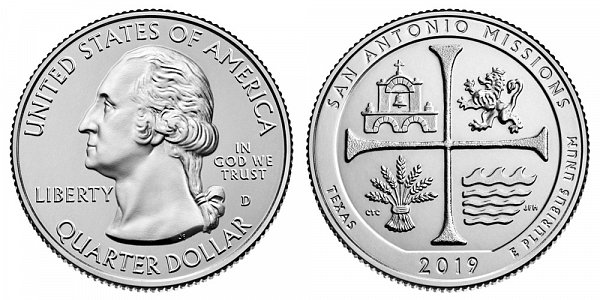 2019 D San Antonio Missions National Historical Park Quarter - Texas 