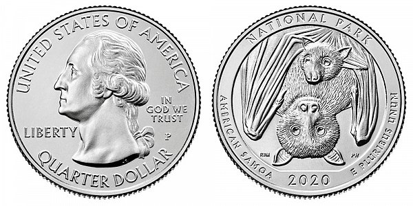 2020 P American Samoa National Park "Bat" Quarter - American Samoa 