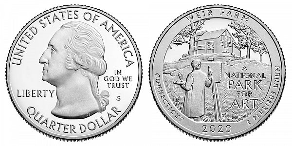 2020 S Silver Proof Weir Farm Quarter - Connecticut 