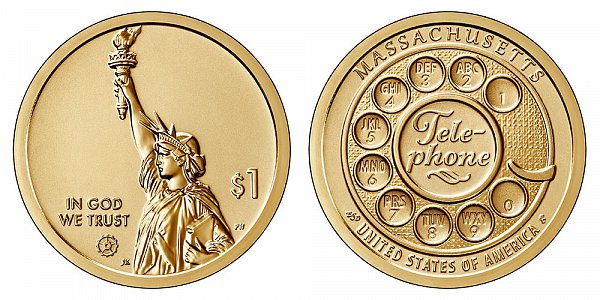 2020 S Reverse Proof Massachusetts American Innovation Dollar 