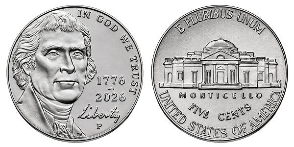 2026 P Jefferson Nickel - Semiquincentennial 1776-2026 