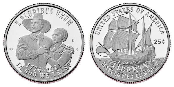 2026 S Silver Proof Mayflower Compact Semiquincentennial Quarter - 1776-2026 