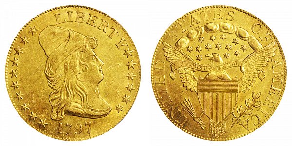 Robert Scot - $10 Gold Turban Head Eagle, Heraldic Eagle Reverse Design