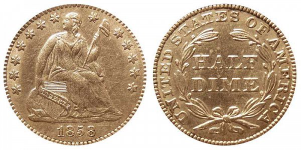 Seated Liberty Half Dimes Type 2 Resumed - Stars and Drapery on Obverse US Coin