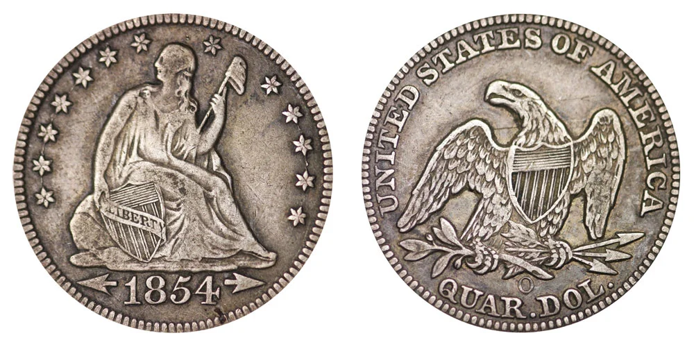 やおす 1854 O Seated Liberty Quarter Coin Value Prices, Photos & Info